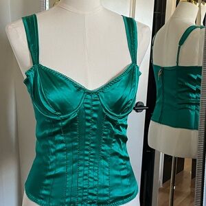 Marciano Teal Silk Corset Camisole